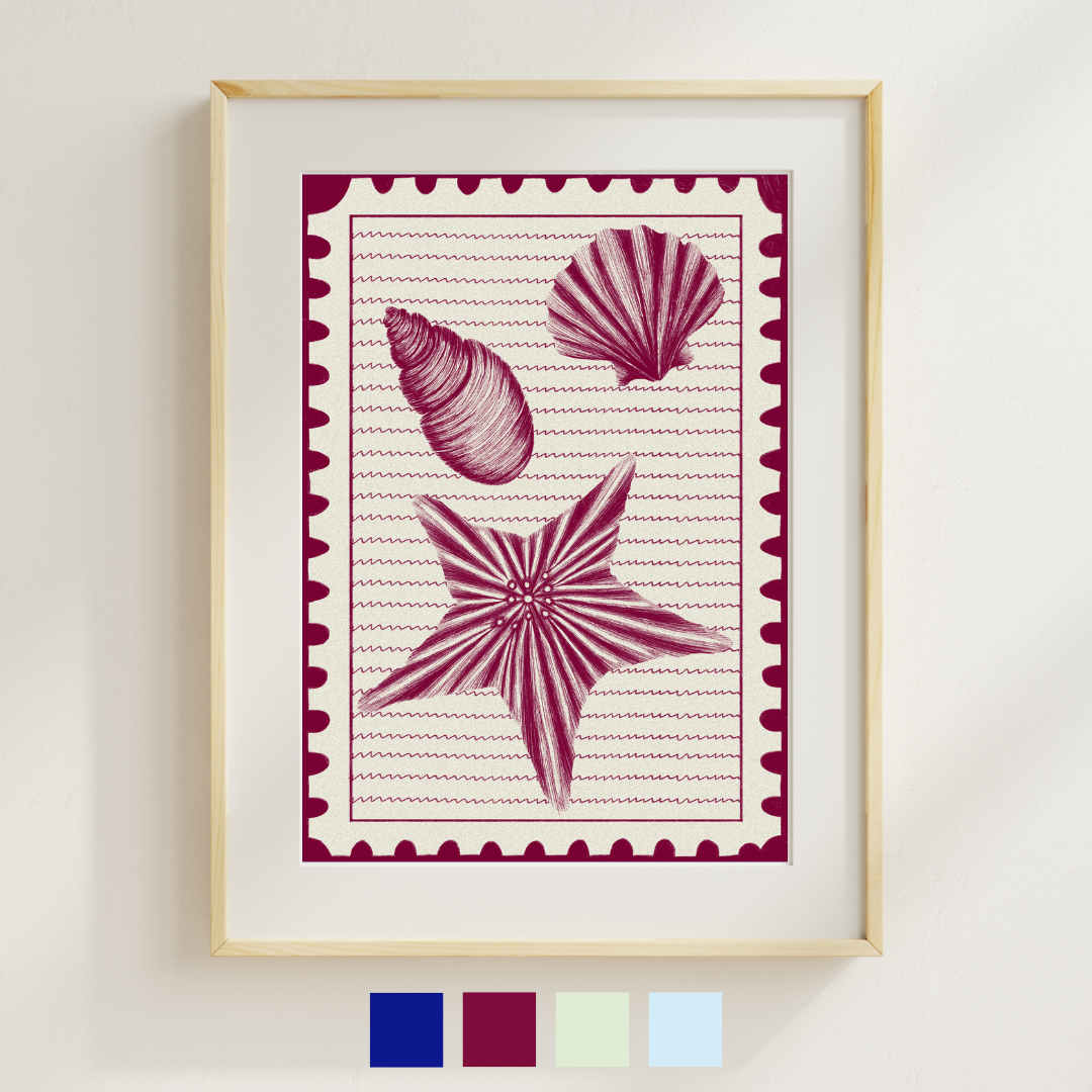 Beachcomb Stamp Print