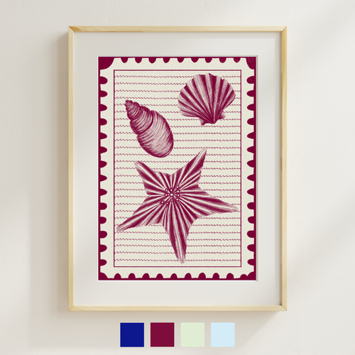 Beachcomb Stamp Print