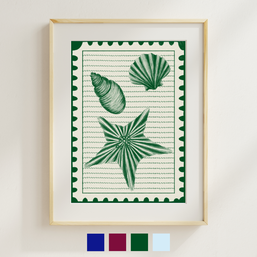 Beachcomb Stamp Print