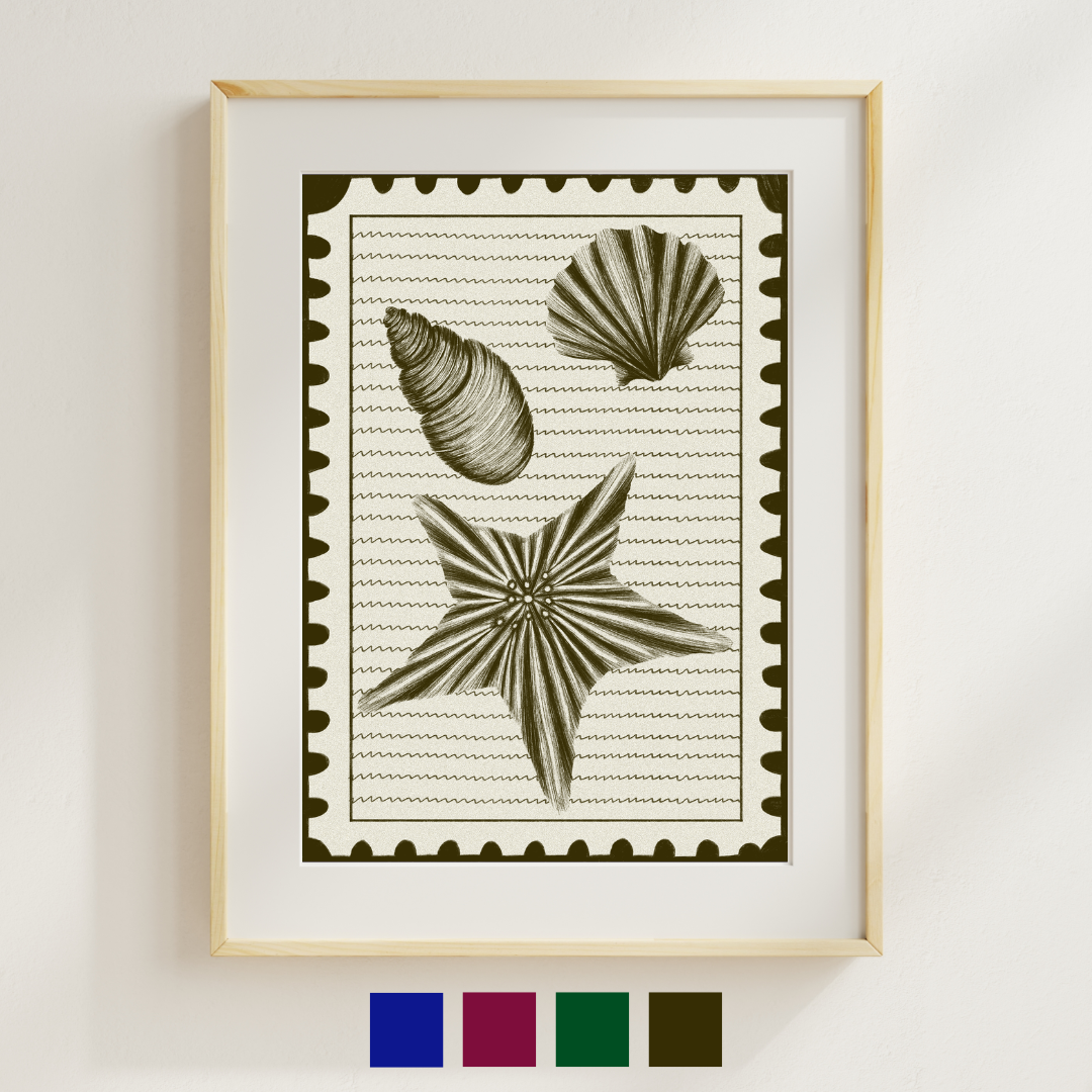 Beachcomb Stamp Print