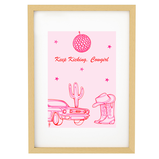 Keep Kicking Cowgirl Art Print